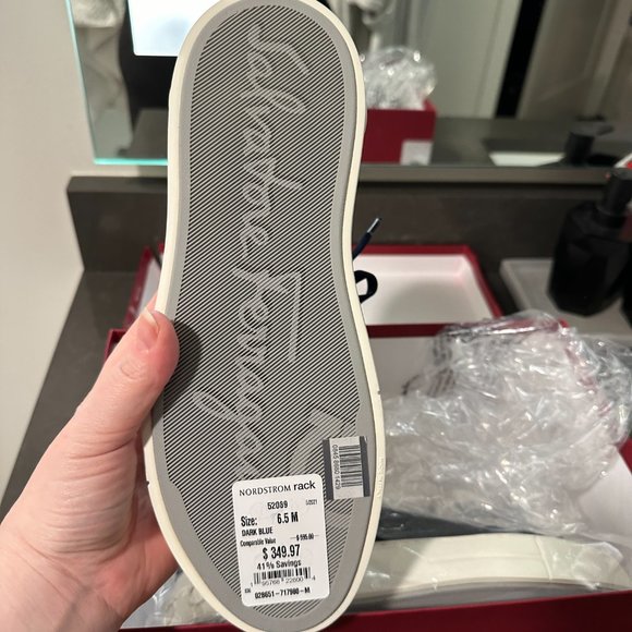 SALVATORE FERRAGAMO Gancini Suede Leather Sneaker NAVY BLUE BNIB $660 DUST BAG - Picture 12 of 14